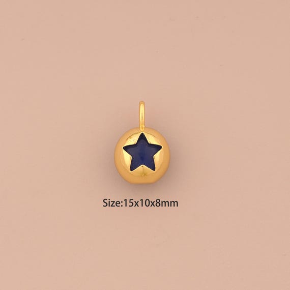 18K Gold Star Charms,Starburst Charms Pendants,Ball Charm for DIY Jewelry Making Supply