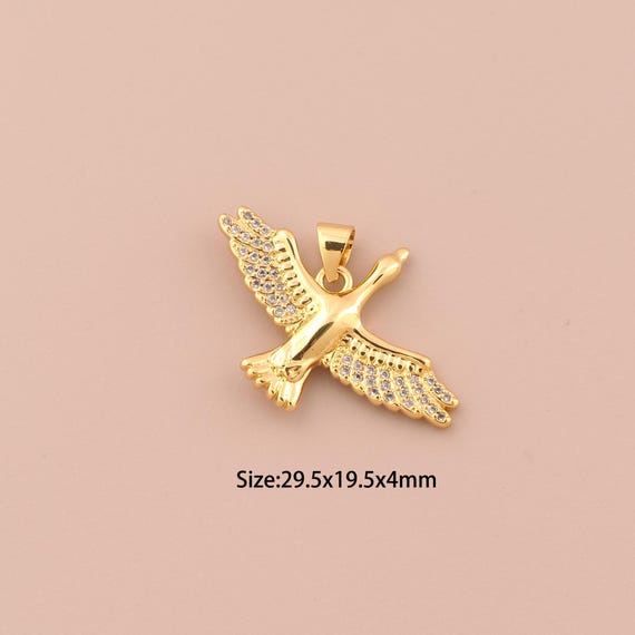 18K Gold Bird Charms,CZ Pave Animal Charms Pendants,Bird Charm for DIY Jewelry Making Supply