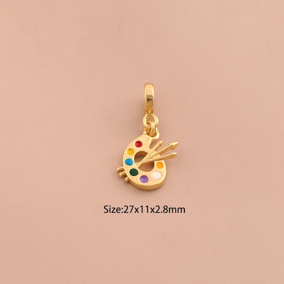 18K Gold Palette Charms,Enamel Palette Charms Pendants,Palette Charm for DIY Jewelry Making Supply