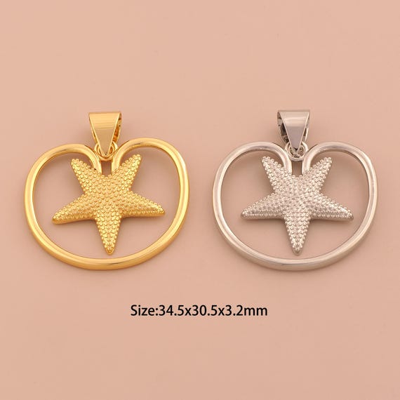 18K Gold Starfish Charms,Starfish Charms Pendants,Starfish Charm for DIY Jewelry Making Supply