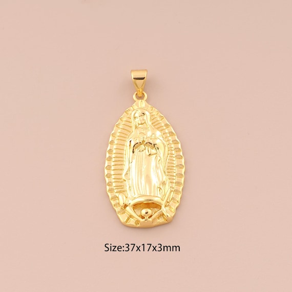 18K Gold Virgin Mary Charms,Religion Charms Pendants,Catholic Charm for DIY Jewelry Making Supply