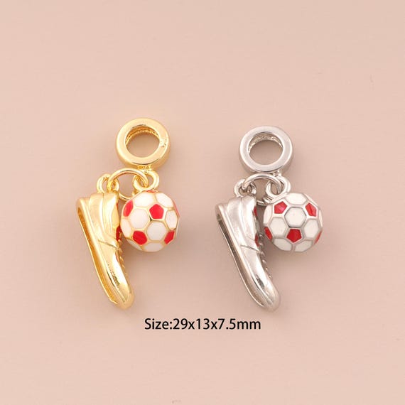 18K Gold Filled Football Pendant,Enamel Football Charm Enamel Charm Football Shoes Pendant DIY Jewelry Making Supply