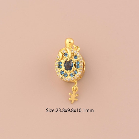 18K Gold Octopus Spacer Bead,CZ Pave Large Hole Bead,Octopus Bead for DIY Jewelry Making Supply