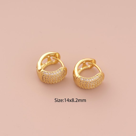 18K Gold Hoop Earrings,CZ Pave Hugging Hoop Earrings,Hoop Earrings,Hypoallergenic Hoop Earrings,Gift for Her