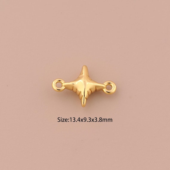 18K Gold Cross Star Connector,CZ Pave Minimalist Connector Charms,Cross Star Connector for DIY Jewelry Making Supply