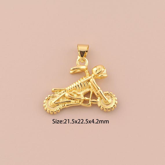 18K Gold Motorcycle Charms,Motorcycle Charms Pendants,Motorcycle Charm for DIY Jewelry Making Supply