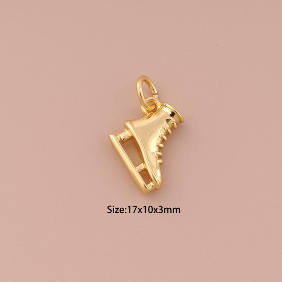 18K Gold Skate Shoes Charms,Minimalist Charms Pendants,Skate Shoes Charm for DIY Jewelry Making Supply