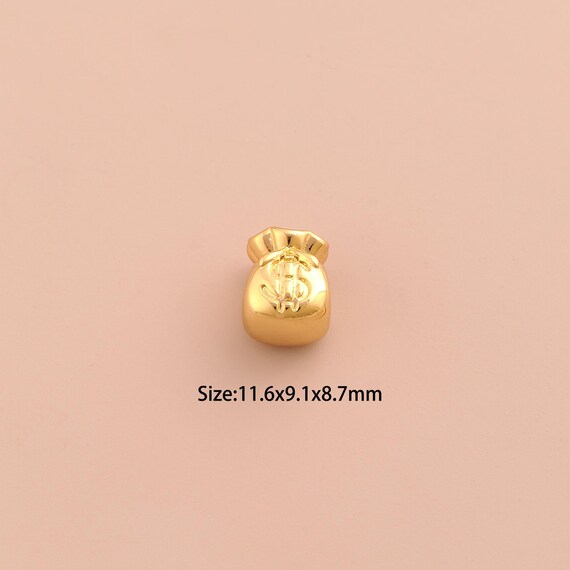 18K Gold Money Bag Spacer Bead,Money Bag Bead,Money Bag Bead for DIY Jewelry Making Supply