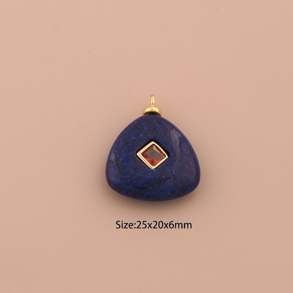 18K Gold Energy Stone Charms,Natural Stone Charms Pendants,Stone Charm for DIY Jewelry Making Supply