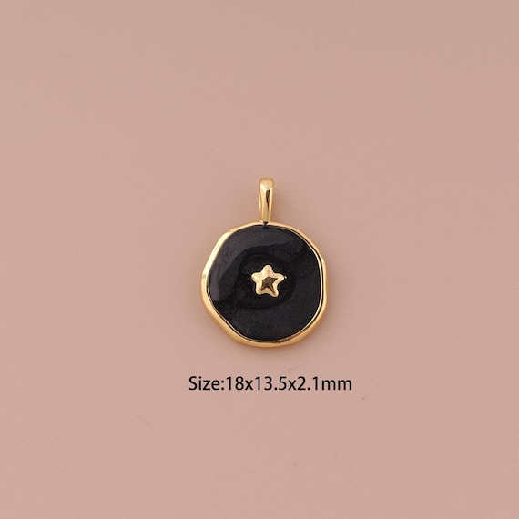18K Gold Star Charms,Enamel Minimalist Charms Pendants,Star Charm for DIY Jewelry Making Supply