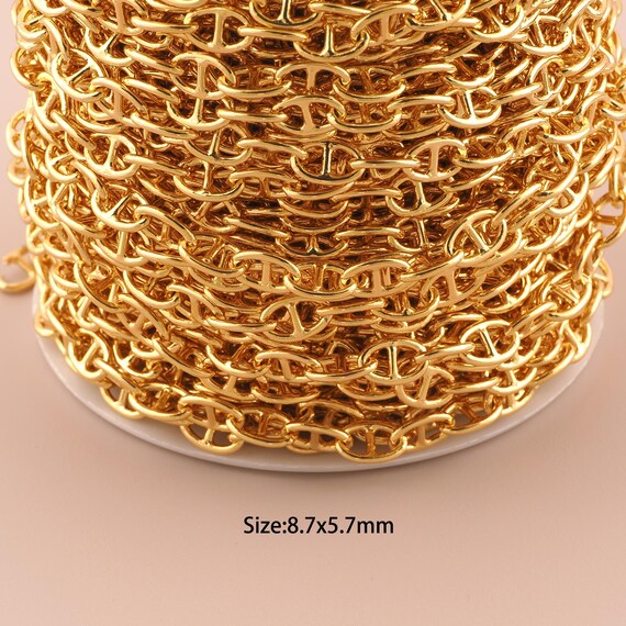 3.28 Feet 18K Gold Pig Nose Chain,Special Chain,Semi-Finished Chain for DIY Jewelry Making Supply