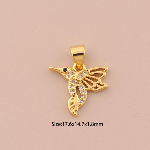 18K Gold Bird Charms,CZ Pave Bird Charms Pendants,Animal Charm for DIY Jewelry Making Supply