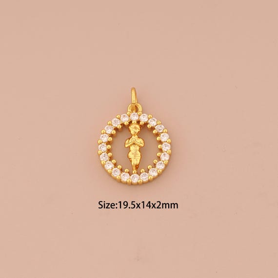 18K Gold Baby Angel Charms,CZ Pave Cupid Charms Pendants,Angel Wings Charm for DIY Jewelry Making Supply