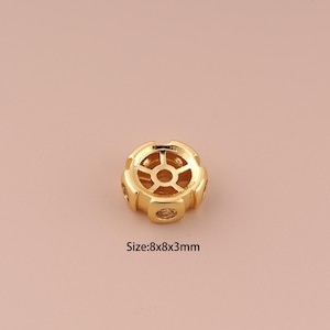 18K Gold Wheel Spacer Bead,Minimalist Bead,Round Bead for DIY Jewelry Making Supply
