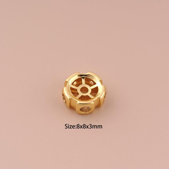 18K Gold Wheel Spacer Bead,Minimalist Bead,Round Bead for DIY Jewelry Making Supply