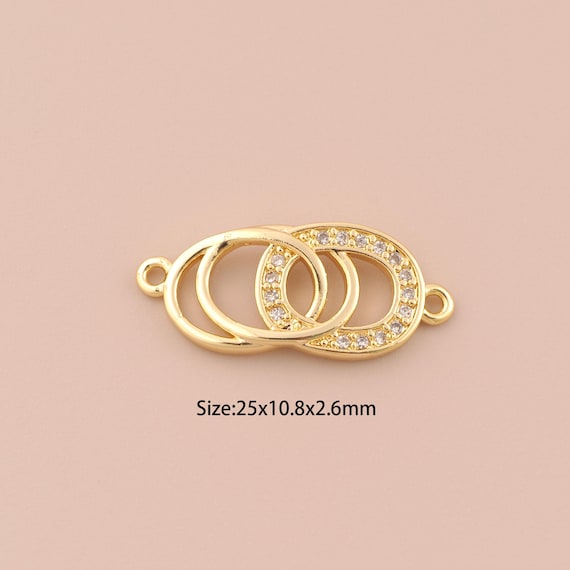 18K Gold Round Connector,CZ Pave Round Connector Charms,Round Connector for DIY Jewelry Making Supply