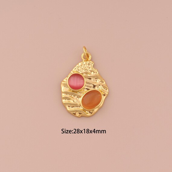 18K Gold Irregular Charms,Minimalist Charms Pendants,Irregular Charm for DIY Jewelry Making Supply