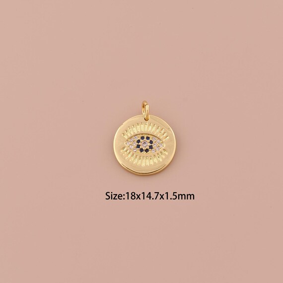 18K Gold Evil Eye Charms,CZ Pave Minimalist Charms Pendants,Devil Eye Charm for DIY Jewelry Making Supply