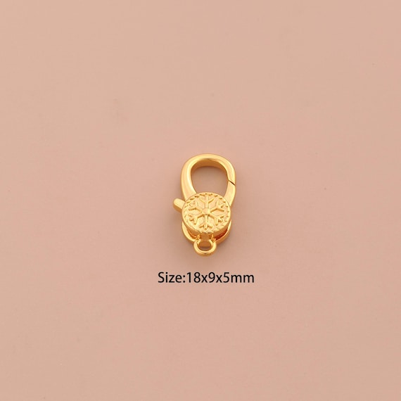 18K Gold Lobster Clasp,Spring Clasp,Snowflake Clasp for DIY Jewelry Making Supply