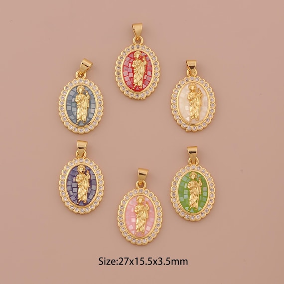 18K Gold St.Juda Charms,Minimalist Charms Pendants,Saint Jude Charm for DIY Jewelry Making Supply