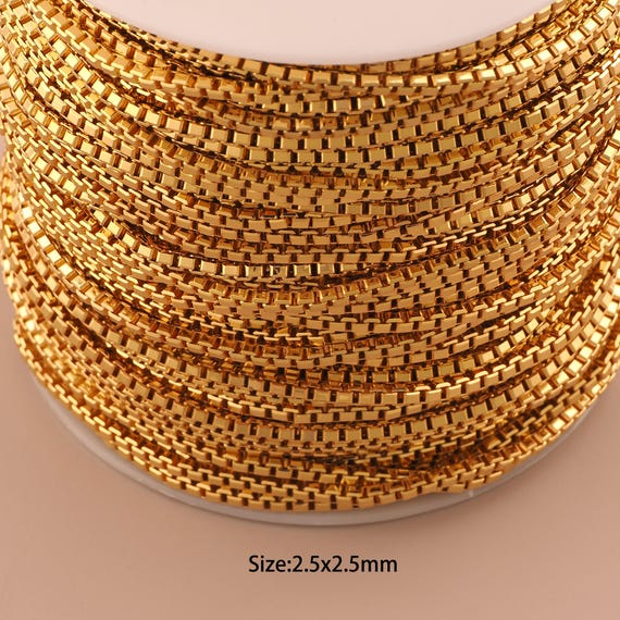 3.28 Feet 18K Gold Box Chain,Special Chain,Semi-Finished Chain for DIY Jewelry Making Supply