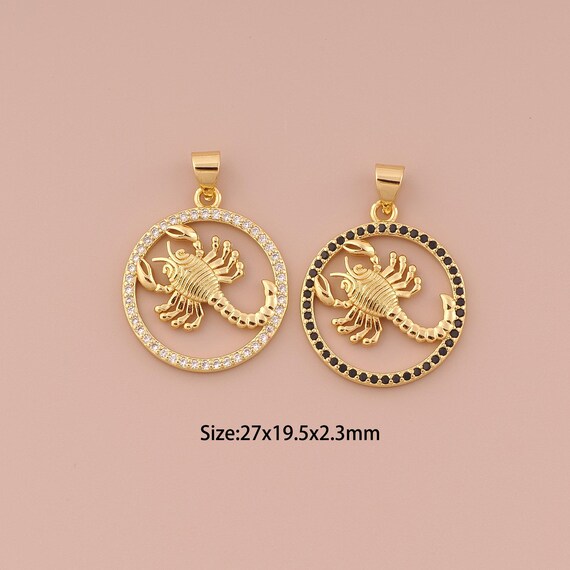18K Gold Scorpion Pendant Charms,CZ Pave Minimalist Charms Pendants,Scorpion Pendant Charm for DIY Jewelry Making Supply