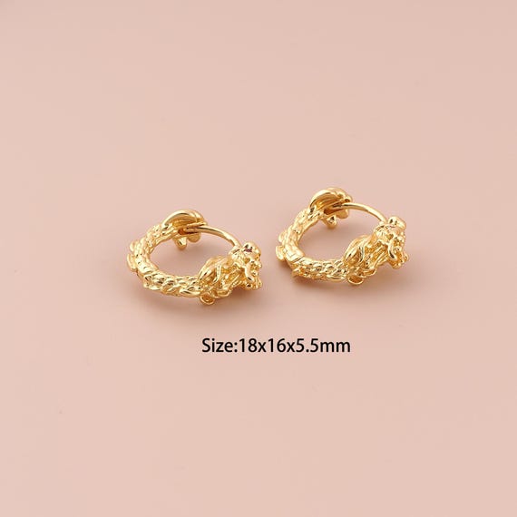 18K Gold Dragon Earrings,Hugging Hoop Earrings,Hoop Earrings,Hypoallergenic Hoop Earrings,Gift for Her