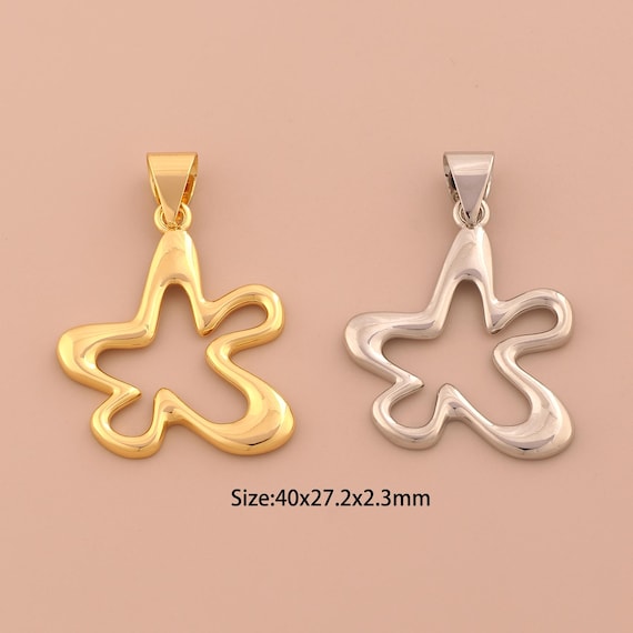 18K Gold Flower Charms,Flower Charms Pendants,Flower Charm for DIY Jewelry Making Supply