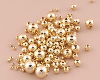 100 Pcs 14K Gold Ball Spacer Bead,Round Bead,Gold Ball Bead for DIY Jewelry Making Supply