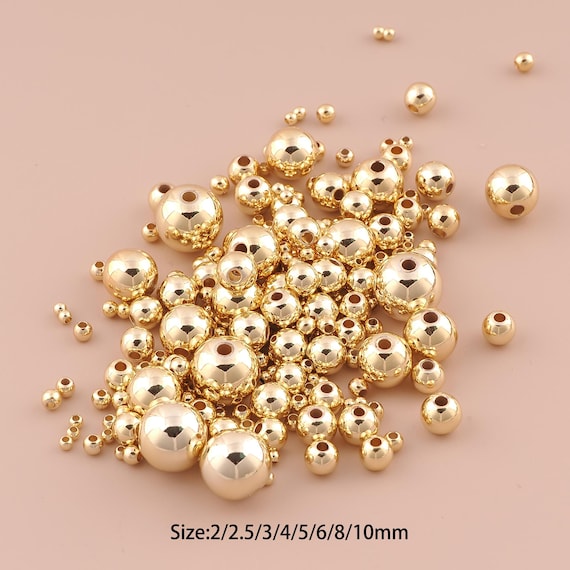 100 Pcs 14K Gold Ball Spacer Bead,Round Bead,Gold Ball Bead for DIY Jewelry Making Supply