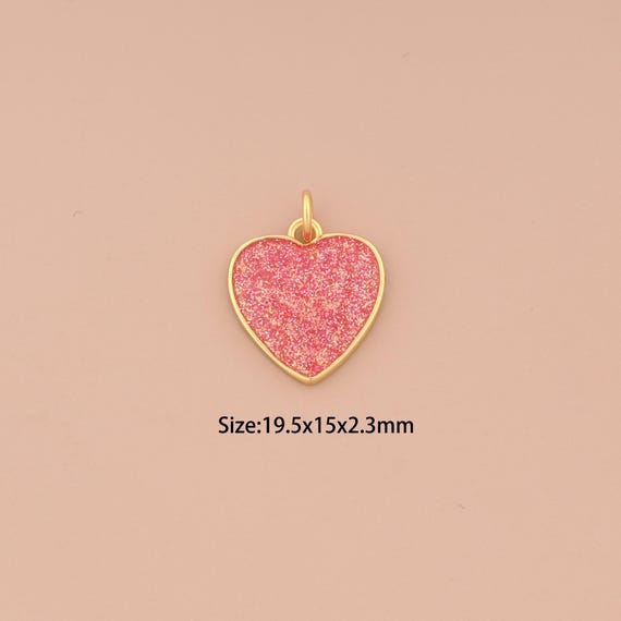 18K Gold Heart Charms,Love Charms Pendants,Enamel Heart Charm for DIY Jewelry Making Supply