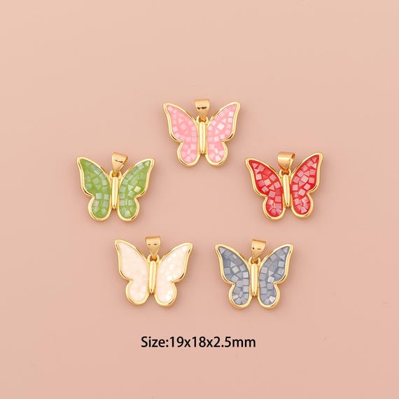 18K Gold Butterfly Charms,Minimalist Charms Pendants,Butterfly Charm for DIY Jewelry Making Supply