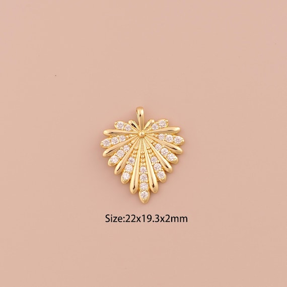 18K Gold Heart Charms,CZ Pave Minimalist Charms Pendants,Heart Charm for DIY Jewelry Making Supply