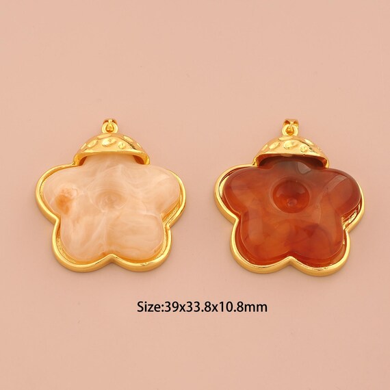 18K Gold Flower Charms,Acrylic Flower Charms Pendants,Flower Charm for DIY Jewelry Making Supply