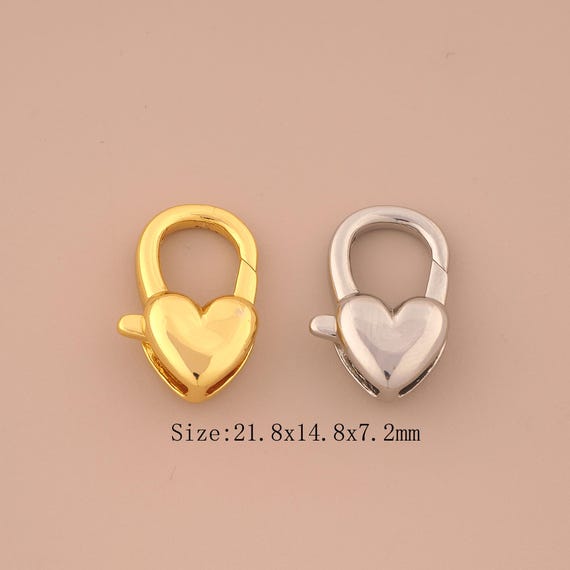 18K Gold Heart Lobster Clasp,Claw Clasp,Spring Clasp for DIY Jewelry Making Supply