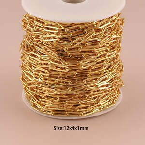 3.28 Fuß 18K Gold Papierklammer Kette, spezielle Kette, halbfertige Kette für DIY Schmuckherstellung Versorgung