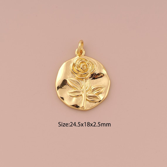 18K Gold Flower Charms,Minimalist Charms Pendants,Flower Charm for DIY Jewelry Making Supply