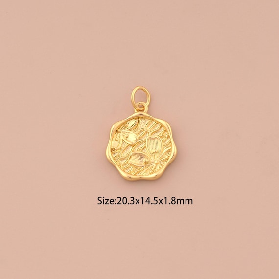 18K Gold Flower Charms,Cherry Blossom Charms Pendants,Flower Charm for DIY Jewelry Making Supply