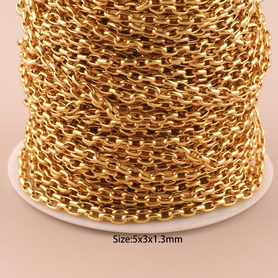 3.28 Feet 18K Gold Rolo Chain,Special Chain,Semi-Finished Chain for DIY Jewelry Making Supply