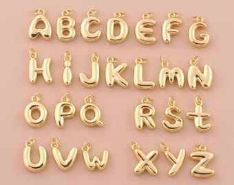 18K Gold 26 Letter Charms,Initial Charms Pendants,Letter Charm for DIY Jewelry Making Supply