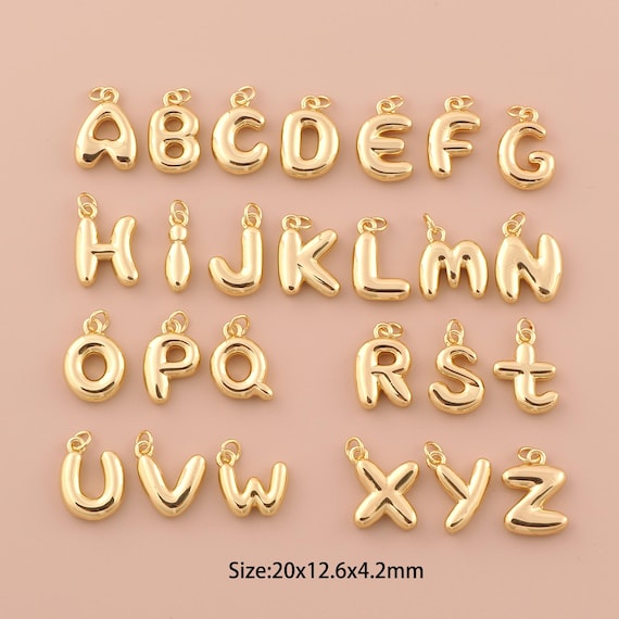 18K Gold 26 Letter Charms,Initial Charms Pendants,Letter Charm for DIY Jewelry Making Supply