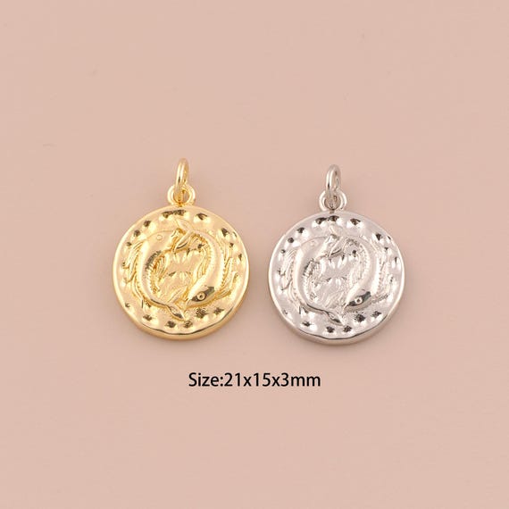 18K Gold Fish Charms,Minimalist Charms Pendants,Fish Charm for DIY Jewelry Making Supply