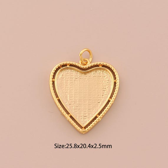 18K Gold Heart Charms,Minimalist Charms Pendants,Heart Charm for DIY Jewelry Making Supply