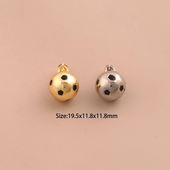 18K Gold Enamel Football Charms,Sports Charms Pendants,Football Charm for DIY Jewelry Making Supply