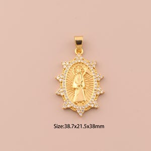 18K Gold Santa Muerte Charms,CZ Pave Santa Muerte Charms Pendants,Santa Muerte Charm for DIY Jewelry Making Supply
