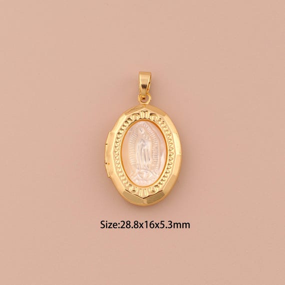 18K Gold Virgin Mary Charms,Fritillary Minimalist Charms Pendants,Photo Frame Charm for DIY Jewelry Making Supply