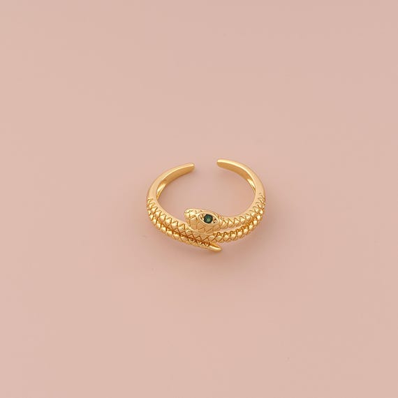 18K Gold Open Rings,Snake Rings,Thick Gold Rings for DIY Jewelry Making Supply