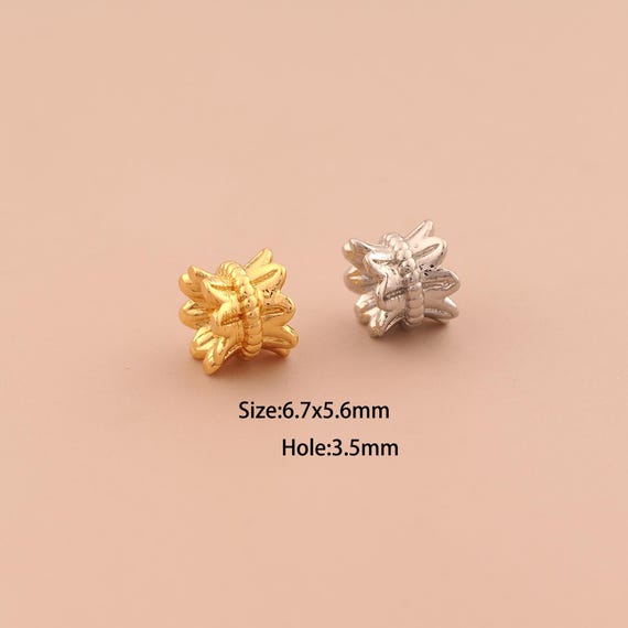 18K Gold Flower Spacer Bead,Tube Bead,Flower Bead for DIY Jewelry Making Supply