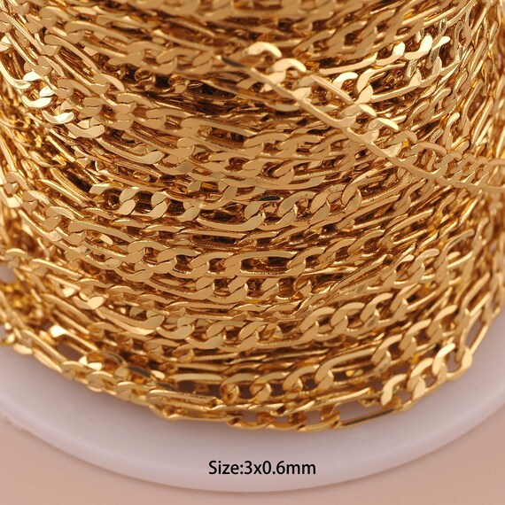 3.28 Feet 18K Gold Figaro Chain,Special Chain,Semi-Finished Chain for DIY Jewelry Making Supply
