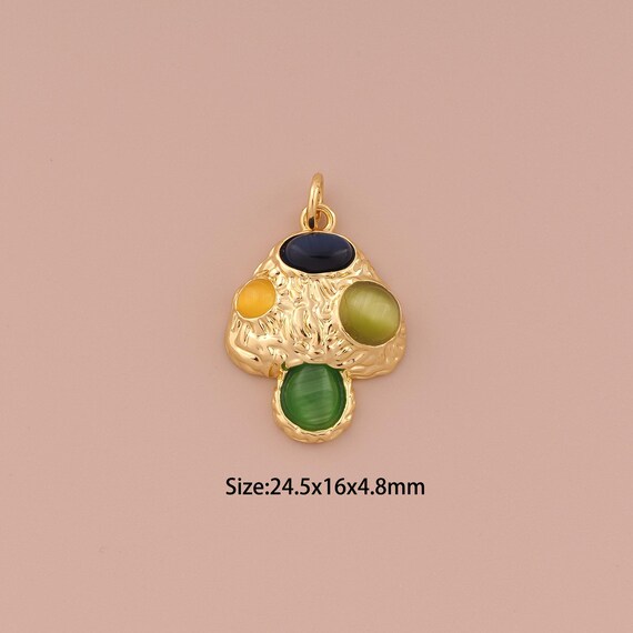 18K Gold Mushroom Charms,CZ Pave Minimalist Charms Pendants,Mushroom Charm for DIY Jewelry Making Supply